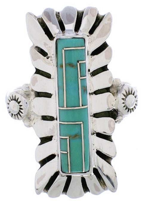 Southwest Turquoise And Silver Ring Size 8-1/2 EX42893